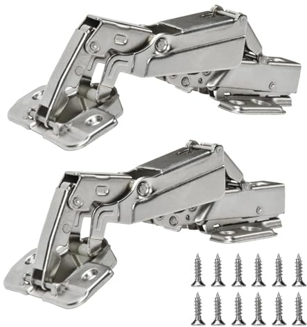 ZONGHUN 175 Degree Kitchen Cabinet Hinges Concealed Hydraulic Adjustable Mounting, Soft Closing Nickel-Plated Steel Buffer Dampers for Frameless Cabinet Doors (175° Detachable-Full Overlay 2pcs)