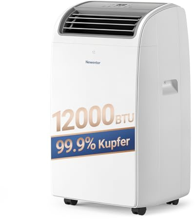 Newentor mobile Klimaanlage 12000 BTU, Klimaanlage mobil mit Abluftschlauch für Räume bis 43㎡, kühlen/entfeuchten/ventilieren mit Fernbedienung
