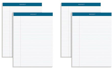 Tops Double Docket Writing Tablet, 8–1/2 x 11–3/10,2 cm, perforiert, weiß, schmal, Rule, 100 Blatt pro Block, 4 Pads pro Pack (99612)