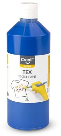 Creall Textil- & Stoffmalfarbe | Blau 500 ml | Waschmaschinenfest nach Fixierung | Für T-Shirts, Jeans, Schuhe, Stofftaschen, Möbel & Autoinnenraum/Dachhimmel