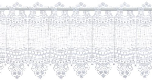 Plauener Spitze by Modespitze, Store Bistro Gardine Scheibengardine mit Stangendurchzug, hochwertige Stickerei, Höhe 28 cm, Breite 176 cm, Weiß