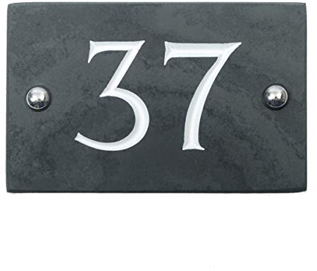 The House Nameplate Company Slate House Number, Charcoal Grey,Number 37
