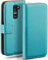 moex Book Case für LG G2 Handyhülle mit Kartenfach, Hülle klappbar 360 Grad Schutzhülle, Klapphülle Flip Case Cover, PU Leder Handytasche Lederhülle, Türkis