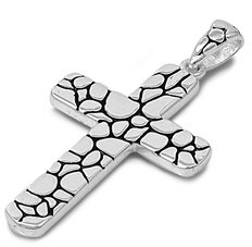 Kleine Schätze - Sterling Silber Kieselstein Kreuz Anhänger