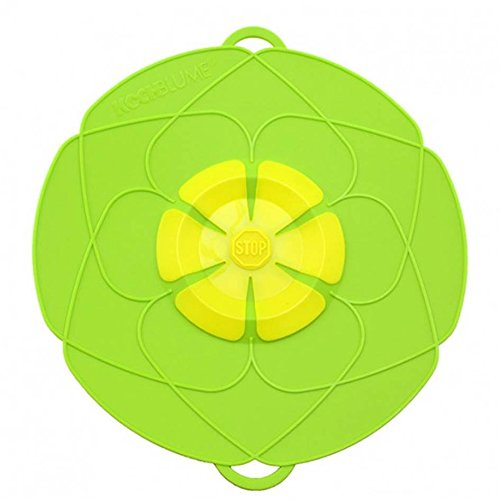 Kochblume L Ø14-24cm | Silikon Überkochschutz | Spritzschutz | Universaldeckel | Premium-Silikon & BPA frei| Hitzbeständig | Spülmaschinenfest | Farbe: grün