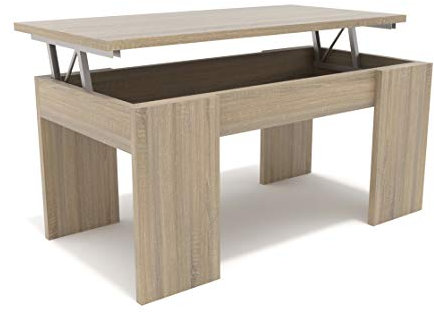 DORMIDAN- Mesa de Centro elevable, Comedor o Auxiliar, Mayor Grosor y Estabilidad (Roble)