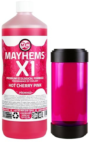 Mayhems - X1 Premixed PC Coolant - Computer Water Cooling Fluid - Liquid Cooling, Eco Friendly Series, 1 Litre, Hot Cherry Pink