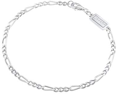 Kuzzoi Silber-Armband für Herren, handgefertigtes Figaroarmband (4mm) aus massiven 925 Sterling Silber poliert, Herren-Armband mit Karabiner, 0201180820 (19, Zentimeter)