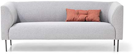 Homexperts 3-Sitzer Sofa Kerstin mit 185cm Breite/Polster-Sofa mit Webstoff-Bezug in Hell-Grau/Metall Füße Schwarz / 3-er Couch mit Nosag-Federung / 185 x 74 x 76 cm (BxHxT)