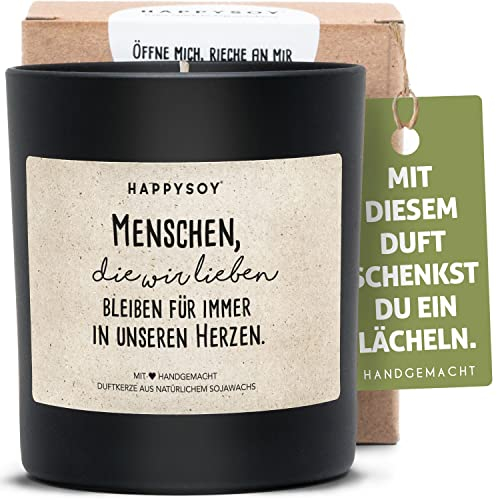 Trauerkerze - Duftkerze im Glas mit Spruch - aus Sojawachs, handgemacht - nachhaltiges persönliches Trauer Geschenk - Kerze für Verstorbene Beileid aussprechen