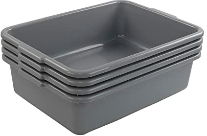 Xyskin Plastic Rectangle Washing up Bowls Basins Utility Tub Trays, Grey, 4 Packs