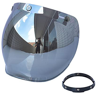 Aumotop Visiera per Casco Universal, Visiera Casco 3 Bottoni, Visiera a Lente Moto Anti UV AntiGraffio, per Caschi Aperti, 6 Colori Disponibili