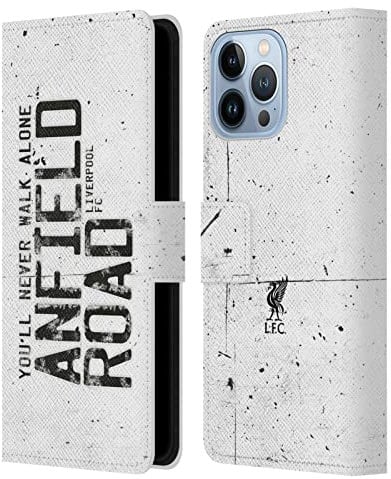 Head Case Designs Officially Licensed Liverpool Football Club Anfiled Road White Liver Bird Ynwa Leather Wallet Case Compatible With Apple iPhone 13 Pro Max
