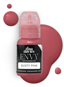 Tina Davies Professional Envy & Lust Lippenpigmente – Permanentes Lippen-Make-up – Farben heilen tongetreu – hohe Retention – Envy Dusty Pink, 15 ml Flasche