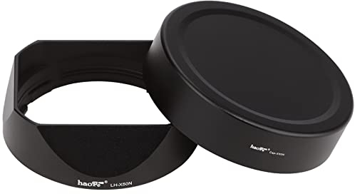 Haoge LH-X50N Bajonett-Gegenlichtblende aus Metall, quadratisch, für Fujifilm xf50 mm f2 Fuji Fujinon XF 50 mm F2 R WR Objektiv mit Metallkappen-Set auf XPro3, X-T4, X-S10 Kamera