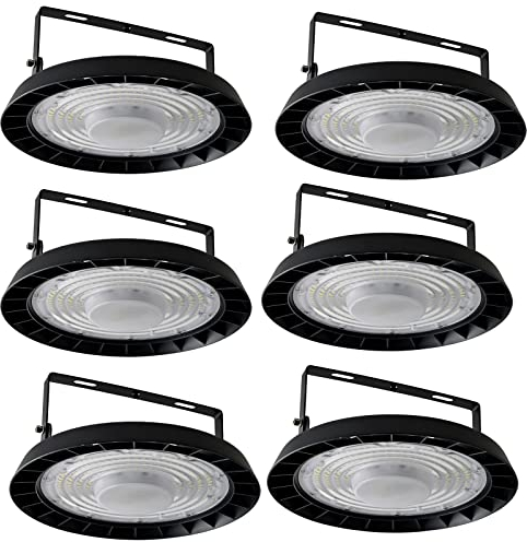 treoir 200W UFO LED Industrielampe,20000LM Led Hallenbeleuchtung,IP65 LED Hallenstrahler 6500K Industriebeleuchtung High Bay Licht für Garage,Werkstätten,Fabrik,Hallen(Kaltes Weiß-6pcs,200W)