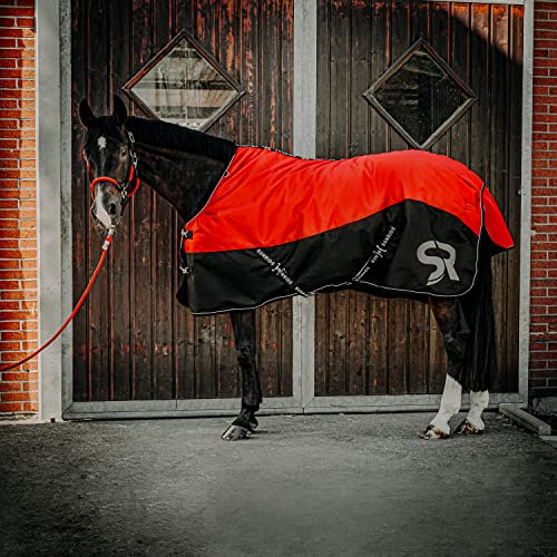 SUNRIDE Winterdecke 250g für Pferde (Helsinki) - reflektierend, 1200D Ripstop - optionales Halsteil - mit Unterdecken kombinierbar (145cm, rot)