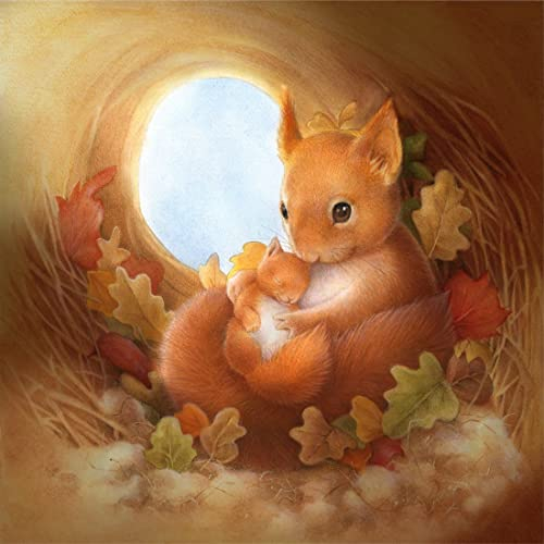 20 Servietten Herbst Motiv Squirrel Family Familie Eichhörnchen als Tischdeko mit Herbst Tiere. Papierservietten herbstlich aus deutscher Produktion 33x33cm