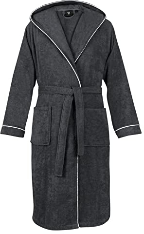 LAYNENBURG Bademantel Herren Frottee - Kapuze - Lang - 100% Baumwolle (360g/m2) - OEKO TEX Standard 100 - Größe (XXXL, Anthrazit)