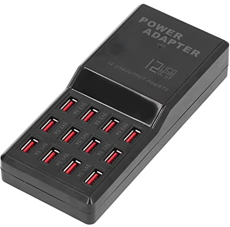 USB Ladegerät mit Mehreren Anschlüssen, 12 Geräte Gleichzeitig Laden, Plug and Play, 5 V Netzteil, USB Ladestation mit 12 Anschlüssen für MP3, MP4, IPDA, DV, Handy, Digitalkamera(EU)