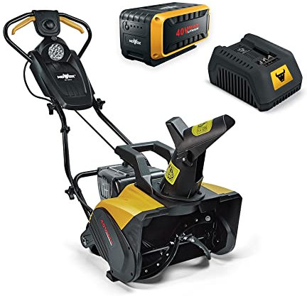 Mowox® EST 4640 Li + Basic Kit – 40V Schneefräse mit Akku, Arbeitsbreite 46 cm, Verstellbarer Auswurfkanal mit Wurfweite bis zu 6 m (Lieferung inkl. 40V - 2,5Ah Batterie + 4A Schnellladegerät)