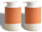 ABBI NIMO Handgetauchte Terrakotta-Keramik-Schaumseifenspender, gerippte Bubble-Up-Flasche mit weißem Silikonpumper, nachfüllbarer orangefarbener Handseifenspender für Bad, 250 ml, 2er-Set