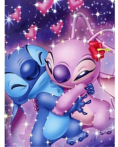 DPHERO Stich Diamant Painting Bilder für Erwachsene Kinder,5D Cartoon Diamond Painting Set,DIY Strass Bilder Anime Tiere Diamant Kunst Kits,Runde Steine Diamant Painting für Zuhause Dekor 30x40 cm