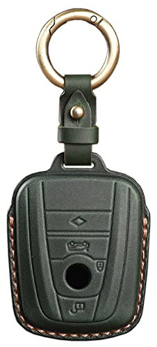 HIBEYO Keyless Coque de Protection pour clé de Voiture BMW i3 i3s i8 Series Étui de Protection en Cuir de Vachette pour BMW i3 i3s i8 Series Boîtier de clé de Voiture Vert