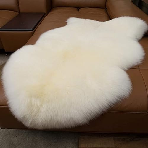WL&ALLEN Large Sheepskin Rug Genuine Thick and Lush 3 Inch Pile,Luxury Australian Pelts |Large Sheepskin Wool Area Rugs (Single Pelt 2'6 x 3'7,Ivory White)