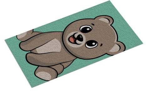 easyprint Teppich Bedruckt | Teddybär | Bärchen | 100 x 160 cm | Ultrasoft 1.200 g/m² | Anti-Rutsch-Unterseite | Kinderteppich | Spielteppich | Kinderzimmer | Bagger