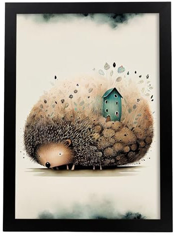 Nacnic Igel Poster im Präzisionsstil. Illustrationen süßer schlafender Tiere in warmen Farben für Kinderzimmer. Innenarchitektur und Dekoration. A3.