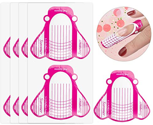 G2PLUS Paper Nail Forms for Gel Builder - 100PCS Rose Nail Extension Stickers - Large Adhesive Nail Builder Forms for Gel Nails Extension