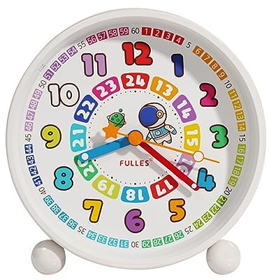 GDWD Wecker Kinder für Jungen Mädchen, Kinderwecker Digital Ohne Ticken, Lernwecker Lernuhr Weckuhr Kinderuhr Snooze Analog Lichtwecker, Quarzwecker mit Nachtlicht, Batteriebetrieben Weckuhr (Weiß 1)