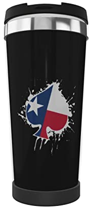 FJAUOQ Neuseeland Flagge Spaten Ace Poker Hitzebewahrung Tasse mit Abdeckung Edelstahl Vakuum Wärmeerhaltung Wasser Kaffeetasse Rotator ist geeignet für Büro und Auto