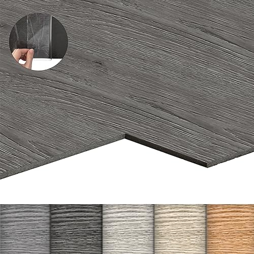 LZQ - Pavimento in PVC autoadesivo con effetto legno, 72 piastrelle in vinile, 10,04 m², per pavimenti in piastrelle, resistenti all'usura, impermeabili, per soggiorno e cucina, rovere grigio scuro