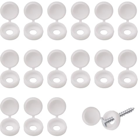 INCREWAY 100pcs Screw Cover Caps, M6 Plastic Screw Caps, Fold Washer Screw Tops, Decorative Flip Screw Cover (White)