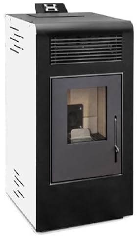 EIDER BIOMASA – Estufa de Pellets ALFA 12,83Kw – Capacidad 15kg – Eficiente y Silenciosa – Doble Cámara con Sistema Cristal Limpio – Operación Automática – Calefacción Óptima para 240m3-Blanca