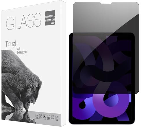 YongMai Privacy Displayschutzfolie für iPad Air 5./4th 10.9 Zoll 2022/2020, Kratzfeste Anti-Spy Panzerglasfolie für iPad 10.9 Zoll Bildschirmfilter Blasenfrei Anti-Fingerabdruck