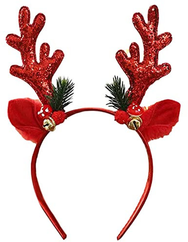Shuangliao Weihnachten Geweih Haarreif, Weihnachtsstirnband Rentier Geweih Haarreifen, Geweih Stirnband Mit Ohren, Perfekte Accessoire Für Erwachsene & Kinder Zu Weihnachten Oder Zum Oder Fasching