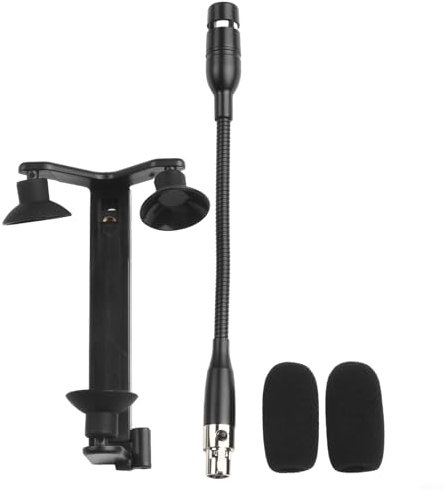 CNANRNANC Microphone Clip, Black, Modern Minimalist Aluminum Clip-on Guitar Microphone Stand, 27 x 16 x 2 cm, 45g