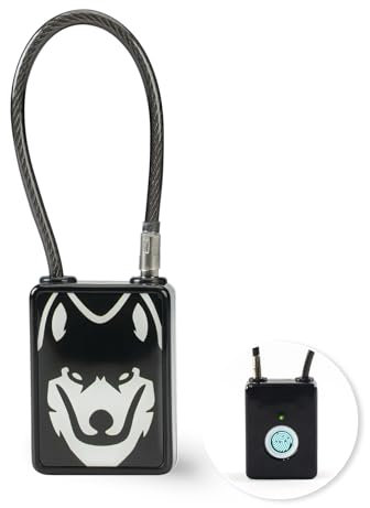 LELEEN Fingerprint Padlock, Fingerprint Locker Lock for Gym School Locker, Smart Biometric Thumbprint Padlock Keyless Rechargeable Fingerprint Cable Lock for Backpacks, Luggage, Suitcase (Black)