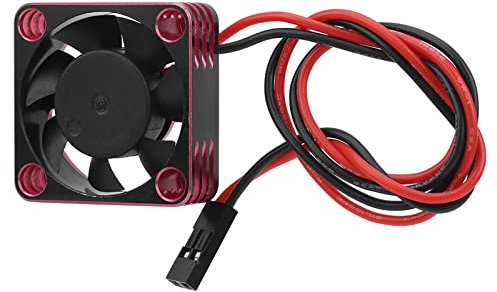 Fockety RC-Motor-Lüfter, 30 Mm 28000 U/min RC-Car-Motor-Kühlkörper, Aluminium-ESC-Lüfter mit 11-Zoll-Kabel, Bürstenloser Motor-Kühlkörper für Bürstenlosen RC-Car-540-Motor (5–9 V) (Rot)