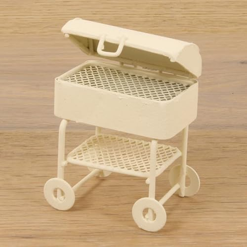 FADEDA Garten Deko - Grill Mini, weiß aus Metall, handbemalt - Deko Grill Mini, weiß Dekofiguren Garten Deko Gartenfiguren für außen, Höhe: 5,2 cm