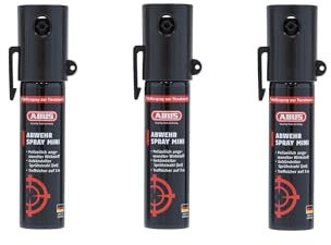 ABUS Abwehrspray SDS80 zur Tierabwehr – Pfefferspray zur Selbstverteidigung bei Tierangriffen – Jet-Sprühstrahl für bis zu 5 Meter Reichweite – auch kopfüber - je 45 ml - 3er Set