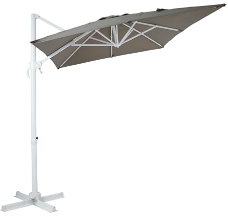 AXI Coco Ampelschirm Rechteckig 200 x 300 cm in Weiß/Taupe | Sonnenschirm für Garten/Terrasse mit Aluminium Rahmen | Inkl. Kreuzfuß & Schutzhülle | Kippbar & 360° drehbar..