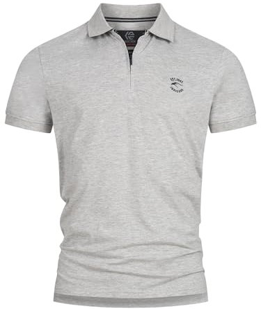 Indicode Herren INYonah Poloshirt aus Baumwollmischung | Herrenpoloshirt Polokragen Baumwollshirt Lt Grey Mix, L