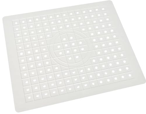 DabbOo Alfombrilla Fregadero Cocina Protector Fregadero 31,4 * 26,1cm Alfombrilla Silicona Estera de Drenaje para el Fondo del Fregadero de La Cocina, Cubiertos y Cristalería, Drenaje Rápido(Blanco)