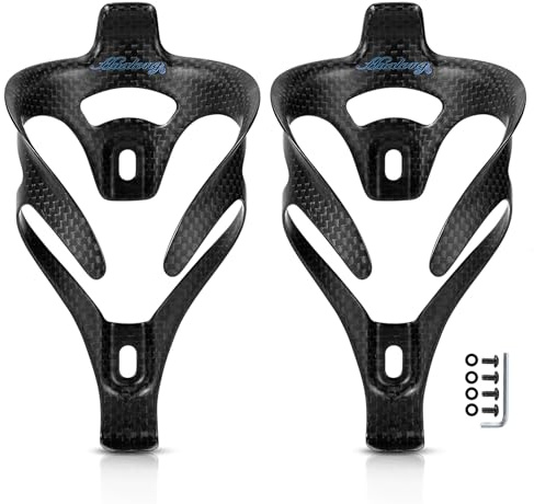 HUALONG Lot de 2 porte-bidons ultra légers en fibre de carbone pour vélo électrique de route, montagne, gravier, pour bouteilles d'eau de 70 à 74 mm (poids 16 ± 2 g) noir mat