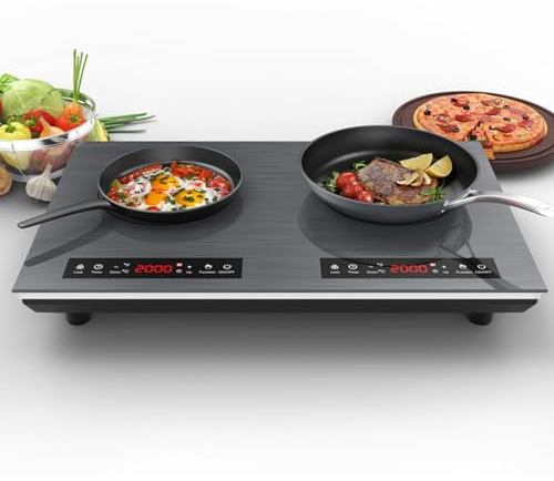 Dual Induction Cooktop 24 Inch Electric Range 2 Burners, Induction Stove Top LED Touch Screen, Safety Lock, Portable Induction Hot Plate