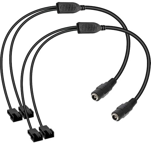 Guuzi 2pcs DC vers 4 broches/3 broches PC ventilateur, DC 5.5mm x 2.1mm prise femelle vers 2 voies 3/4 broches connecteur mâle PC boîtier ventilateur câble convertisseur d'alimentation